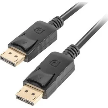 Video kabel LANBERG připojovací kabel DisplayPort 1.2 M/M, 4K@60Hz, délka 1m, černý, se západkou, zlacené konektory