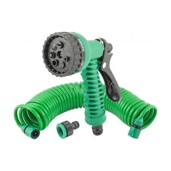 Zavlažovač Zavlažovací sada MASTERTOOL 5 ks (pistole 7 funkcí, spirálová hadice 10 m, adaptér 1/2"-3/4" - samice, koncovka 3/8" - 2 ks)