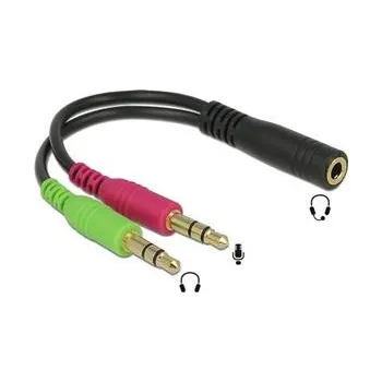 Audio kabel Delock adaptér stereo jack 3,5 mm 4 pin samice > 2 x stereo jack 3,5 mm 3 pin