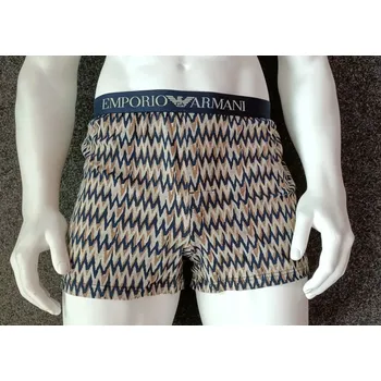 Trenýrky Pánské trenýrky 112072 4R504 18855 hnědé se vzorem - Emporio Armani L