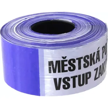 Výstražná páska Bílo-modrá vytyčovací páska "MĚSTSKÁ POLICIE - VSTUP ZAKÁZÁN" - délka 500 m, šířka 7,5 cm