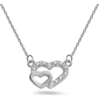 Náhrdelník Diamantový náhrdelník se srdíčky, bílé zlato BSBR123A + dárkové balení LUXUS zdarma