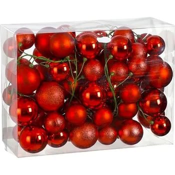 Vánoční dekorace LAALU Vánoční ozdoby - girlanda s ozdobami, červená, 180 cm, 68 ks