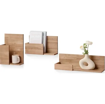 police 710268 - Tchibo - Sada 3 polic z masivního dřeva - barva: hnědá