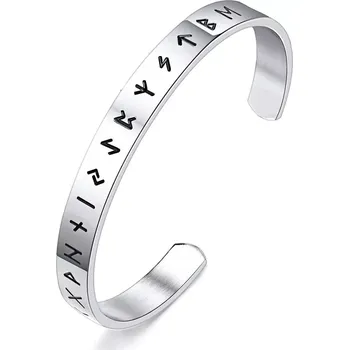 Náramek Náramek z chirurgické oceli Viking Runy Stříbrný