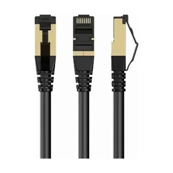 Patch panel GEMBIRD PP8-LSZHCU-BK-0.5M – S/FTP Cat. 8 patch kabel s LSZH pláštěm, černý, 0,5 m