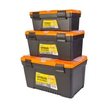 Set boxů na nářadí MASTERTOOL 3 ks s plastovými zámky, organizér 13"/15"/17" 79-2007