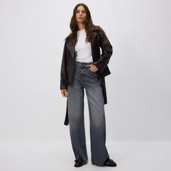 Reserved - Džíny wide leg s prošitím - šedá - 616GT-90J - 616GT-90J-36