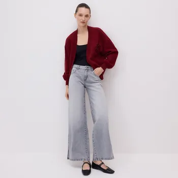 Dámské džíny Reserved - Rovné džíny s rozparky v lemech - světle šedá - 561GE-09J - 561GE-09J-44