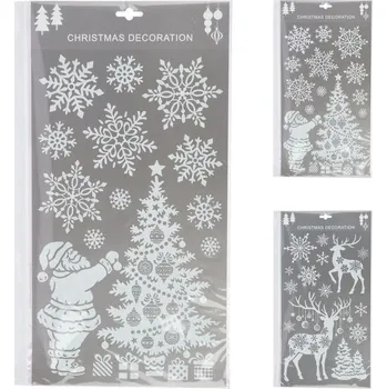 Vánoční dekorace Dekorace 47x25cm, bílý GLITTER, vánoční okenní