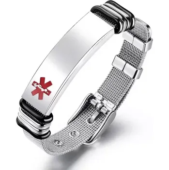 Náramek Impress Jewelry Náramek z chirurgické oceli Medic Alert 16.5 až 22 cm Černá