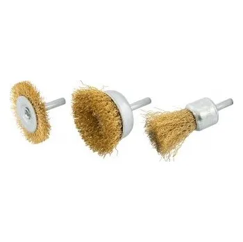 Drátěný kartáč Sada drátěných mosazných kartáčů na vrtačku 1/4" MASTERTOOL Ø25/50/ 50 3 ks 19-9300