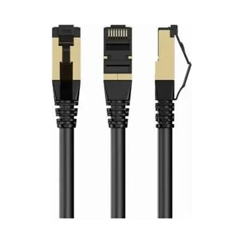 Patch panel GEMBIRD PP8-LSZHCU-BK-10M – S/FTP Cat. 8 LSZH propojovací kabel, černý, 10 m