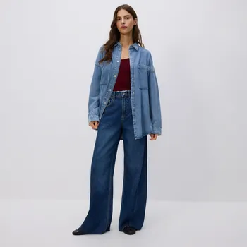 Dámské džíny Reserved - Džíny wide leg s prošoupáním - modrá - 766FZ-55J - 766FZ-55J-38