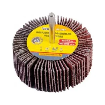 Brusný kotouč Válec lamelový brusný MASTERTOOL 80*30 mm P40 s hřídelí 6 mm 08-2284