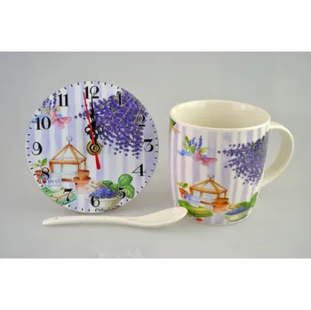 PROHOME - Hrnek + hodiny Levandule různé dekory