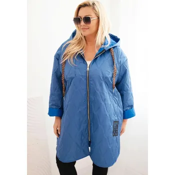 Dámská bunda Plus Size prošívaná s kapucí a nápisem HOPE jasno jeansová UNI