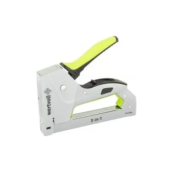 Sponkovačka Pistole sponkovací 3-v-1 WERTVOLL spony R53 4-14 mm/hřebíky s hlavičkou i bez hlavičky14 mm, opláštěná rukojeť TPR FX-1104
