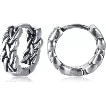 Šperk Ocelová Náušnice kroucený kruh 12mm Punk Braid Stříbrné - Typ Kus