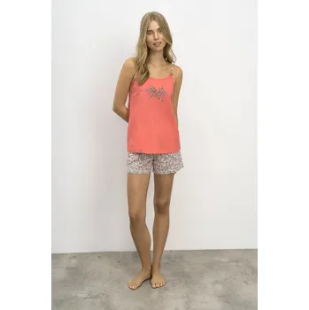 Dámské noční prádlo Dámské krátké pyžamo babydoll 16242 - Vamp S růžovo-zelená