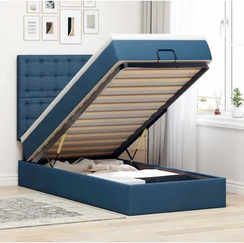 Ložnice vidaXL Osmanský rám postele s matrací 90x190cm textil [3314134] Barva: Modrá