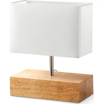 Lampička 717234 - Tchibo - Stolní lampa s dřevěným podstavcem - barva: bílá