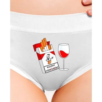 Souprava dámského spodního prádla Bastard Kouření můžeš zapíjet dámské kalhotky White