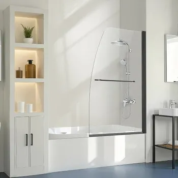 Sprchové dveře Vevor Poloviční sprchové dveře na vanu 34×55 in. 1/4 in. tvrzené 180° černé