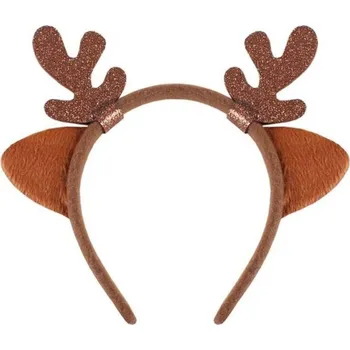 Karnevalový kostým Čelenka Sobí rohy s oušky, hnědé