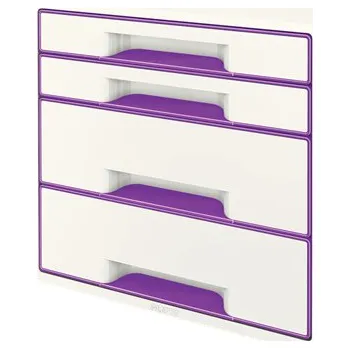 Zásuvkový kontejner LEITZ Zásuvkový box WOW CUBE, 4 zásuvky, purpurová