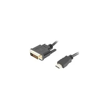 Video kabel LANBERG připojovací kabel HDMI/A na DVI-D (24+1), M/M, 4K@30Hz, délka 1,8m, černý, dual link, zlacené konektory