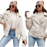 DÁMSKÁ ZIMNÍ SEMIŠOVÁ BUNDA S KOŽÍŠKEM BÍLÁ ty4732 - M