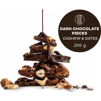 Cukrovinka BrainMax Pure BrainMax Pure® Lámaná čokoláda hořká, kešu a datle, BIO, 200 g *CZ-BIO-001 certifikát