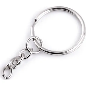 Kroužek na klíče, Ø25 mm, s řetízkem, 1 kus