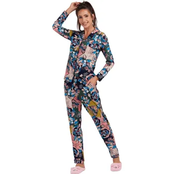 Pánské pyžamo Dámské pyžamo 175/099 tm. modré s motýly - Karol 2XL