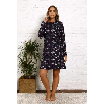 Dámská noční košile K13023 tm. modrá s plameňáky - La Penna L