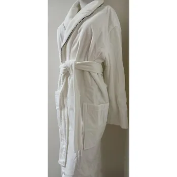 Dámské noční prádlo AKCE Župan Velur lýmec froté bílý s proužkem - Vestis L