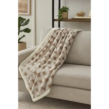 Přehoz na lůžko Beránková deka Pletený sen 200 x 230 cm hnědá