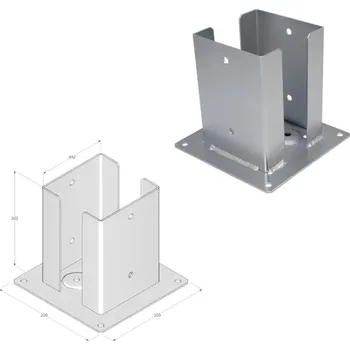 Tesařské kování DOMAX PSPD šroubovací patka sloupku se čtvercovou základnou Žárový zinek (ZNO) PSPD 140 - 142 x 200 x 220 x 3.0 mm (1 ks)