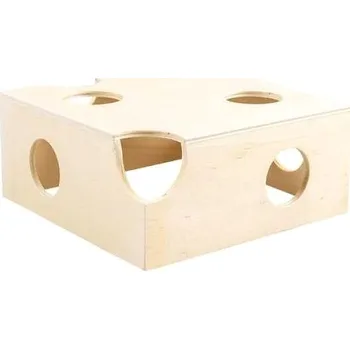 DUVO+ Domeček dřevěný pro drobné hlodavce 17 × 17 × 7,7 cm sýr