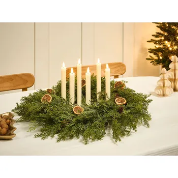 Svíčka Sada 6 dekorativních LED svíček krémově bílá parafínové plastové svíčky sezónní světelné dekorace Beliani