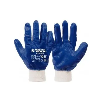 Pracovní rukavice Rukavice pracovní MASTERTOOL z bavlny s modrým nitrilovým povlakem, pletená manžeta 10, 5" 83-0406