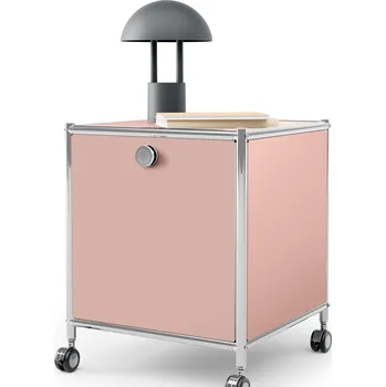 Konferenční stolek 709649 - Tchibo - Kovový odkládací stolek »Cn3« s 1 výklopnými dvířky - barva: růžová