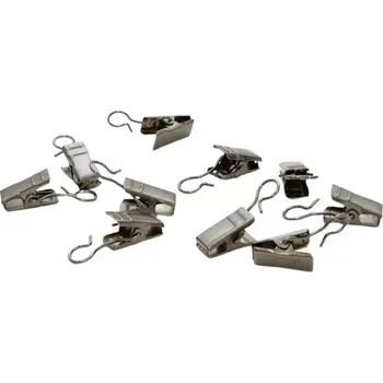 Kovová záclonová žabka na kroužek černá/nikl-10ks