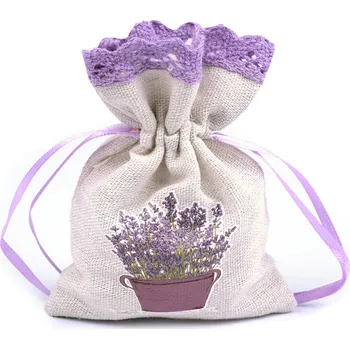 Dárková taška Dárkový pytlík s potiskem levandule 9x12 cm Varianta: 5 režná světlá, Balení: 3 ks