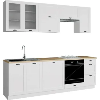 Kuchyňská linka Kuchyně Luis 240, Osvětlení: osvětlení LED - bílé, Barva: bíla / bíla + dub artisan MIRJAN 5903211462115