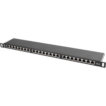 Patch panel LANBERG PATCH PANEL 24 PORTŮ 0,5U 19" CAT.6 FTP STÍNĚNÝ ČERNÝ