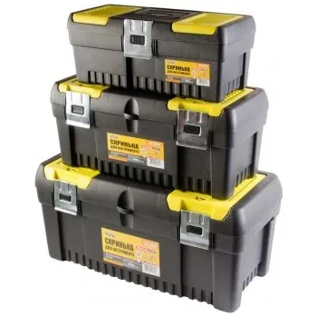 Set boxů na nářadí MASTERTOOL 3 ks s kovovými zámky, organizér 14"/17"/20" 79-2005