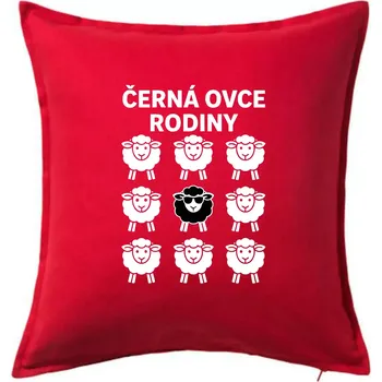 Polštář Černá ovce rodiny - Polštář 50x50 - 50x50 - Pouze potah ( Červená )