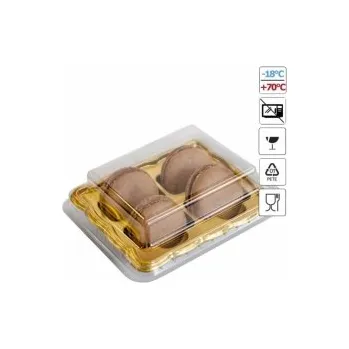 Dárková krabička Krabička zlatá na makronky - Na 4 kusy